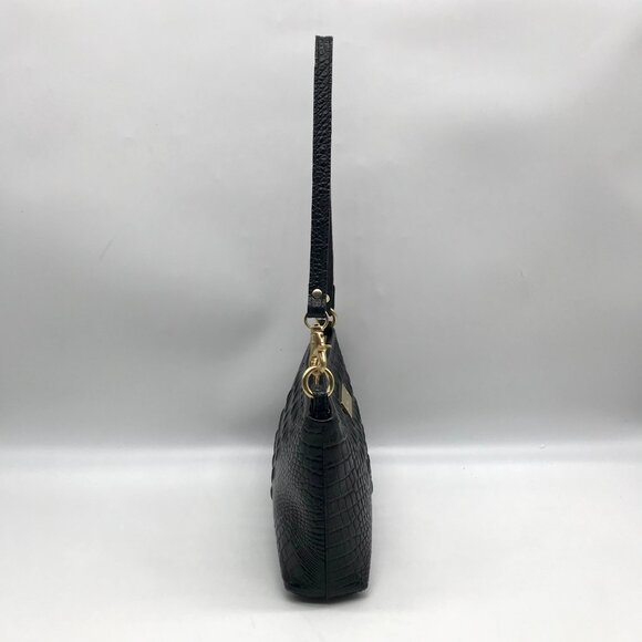 Brahmin Black Croc Embossed Leather Mini Shoulder Bag - Picture 4 of 10